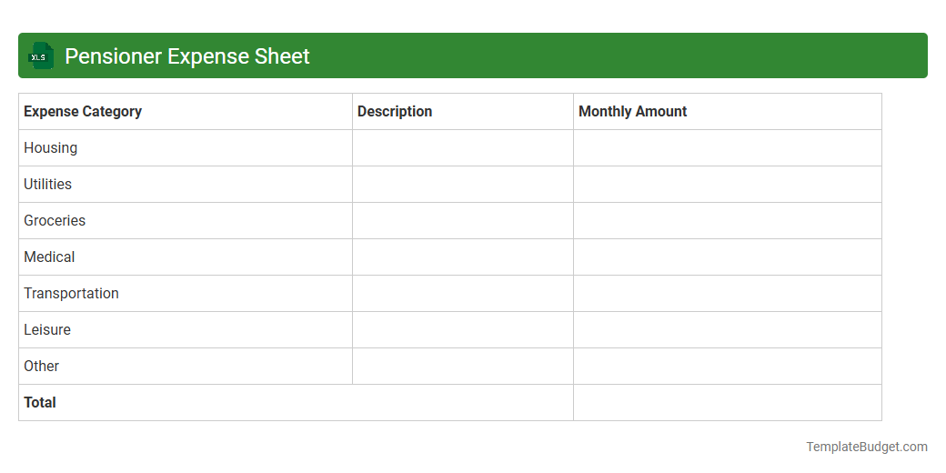 Pensioner Expense Sheet