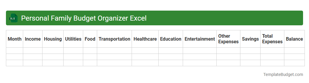 Personal Family Budget Organizer Excel