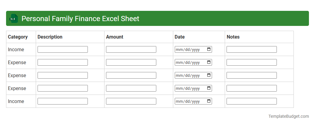 Personal Family Finance Excel Sheet