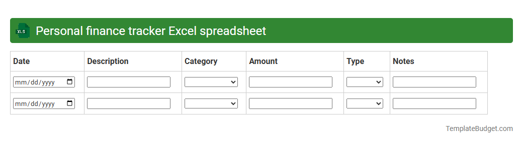 Personal finance tracker Excel spreadsheet
