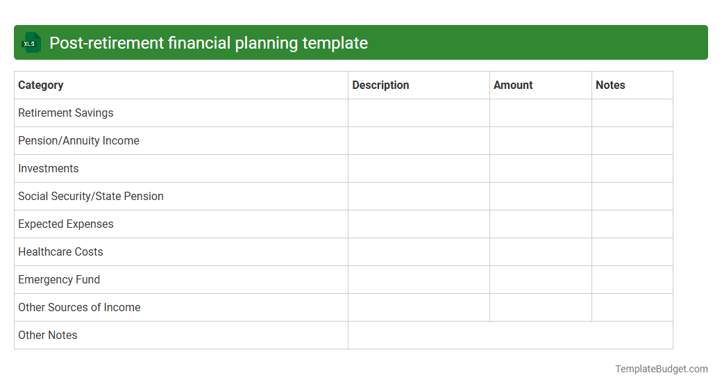 Post-retirement financial planning template