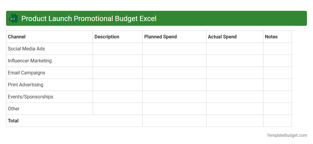Product Launch Promotional Budget Excel