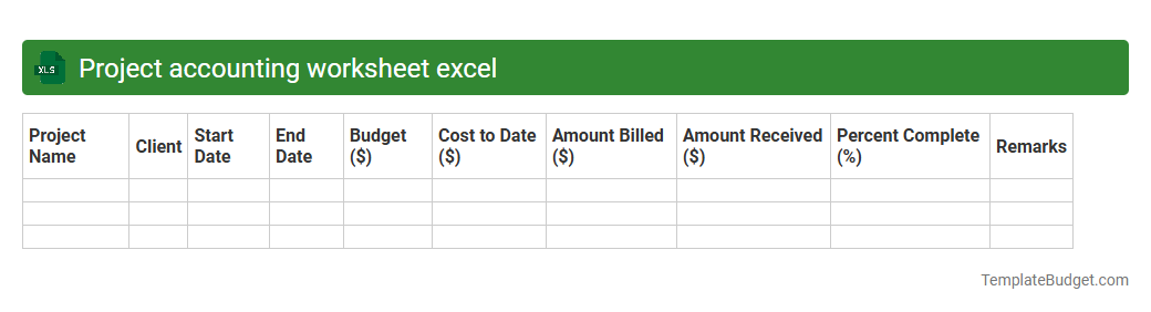 Project accounting worksheet excel