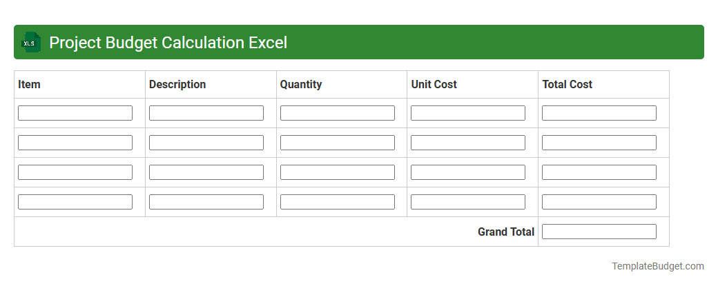 Project Budget Calculation Excel