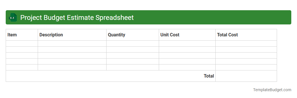 Project Budget Estimate Spreadsheet