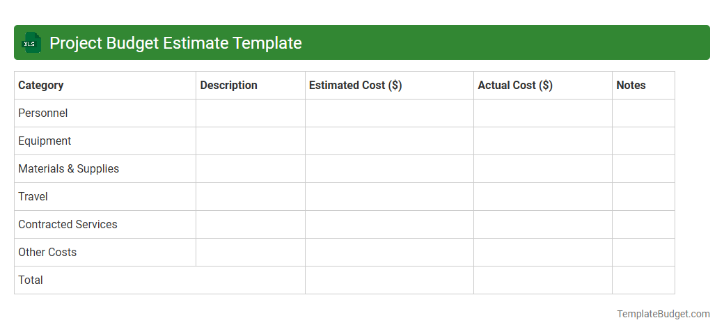 Project Budget Estimate Template