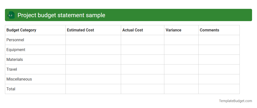 Project budget statement sample