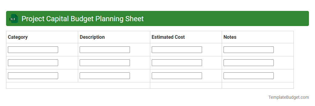 Project Capital Budget Planning Sheet