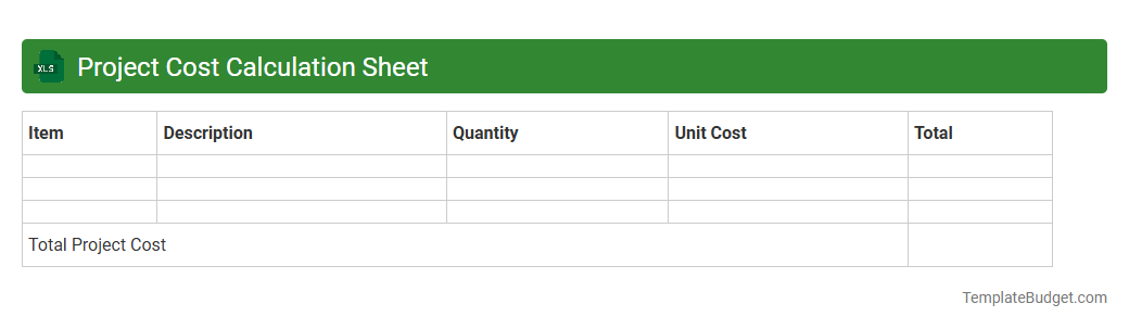 Project Cost Calculation Sheet
