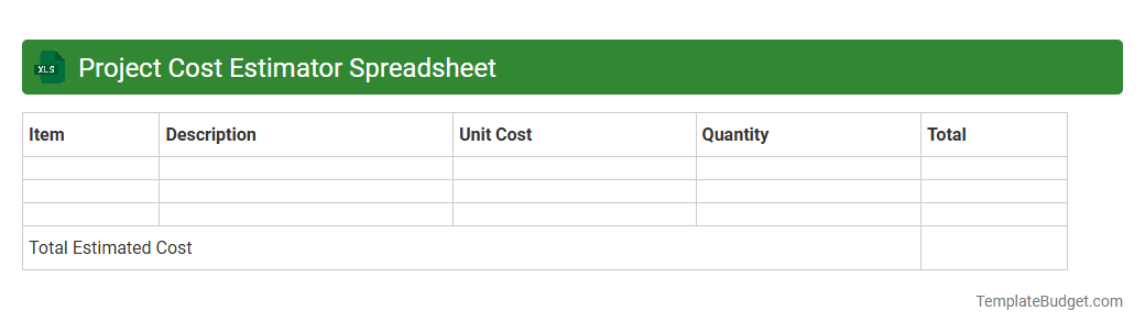 Project Cost Estimator Spreadsheet