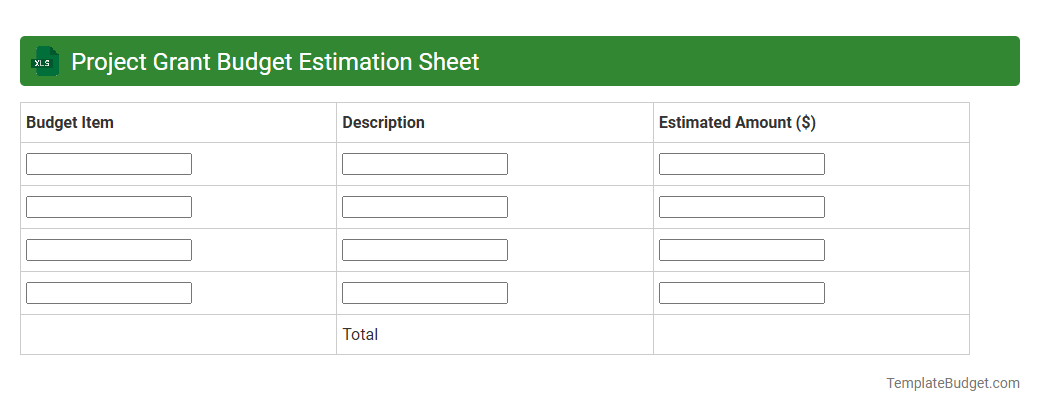 Project Grant Budget Estimation Sheet