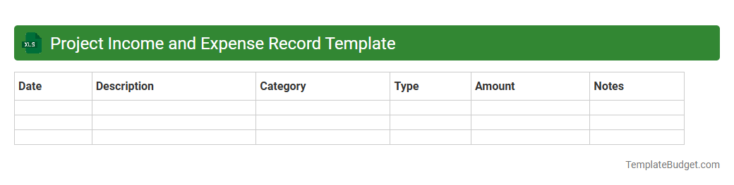 Project Income and Expense Record Template