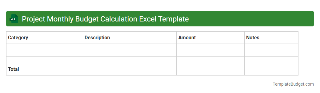 Project Monthly Budget Calculation Excel Template