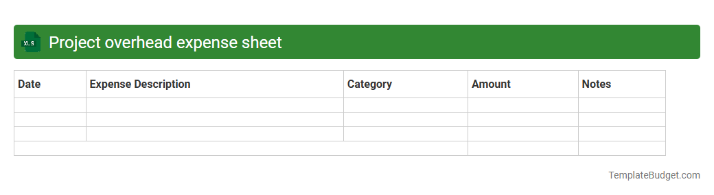 Project overhead expense sheet