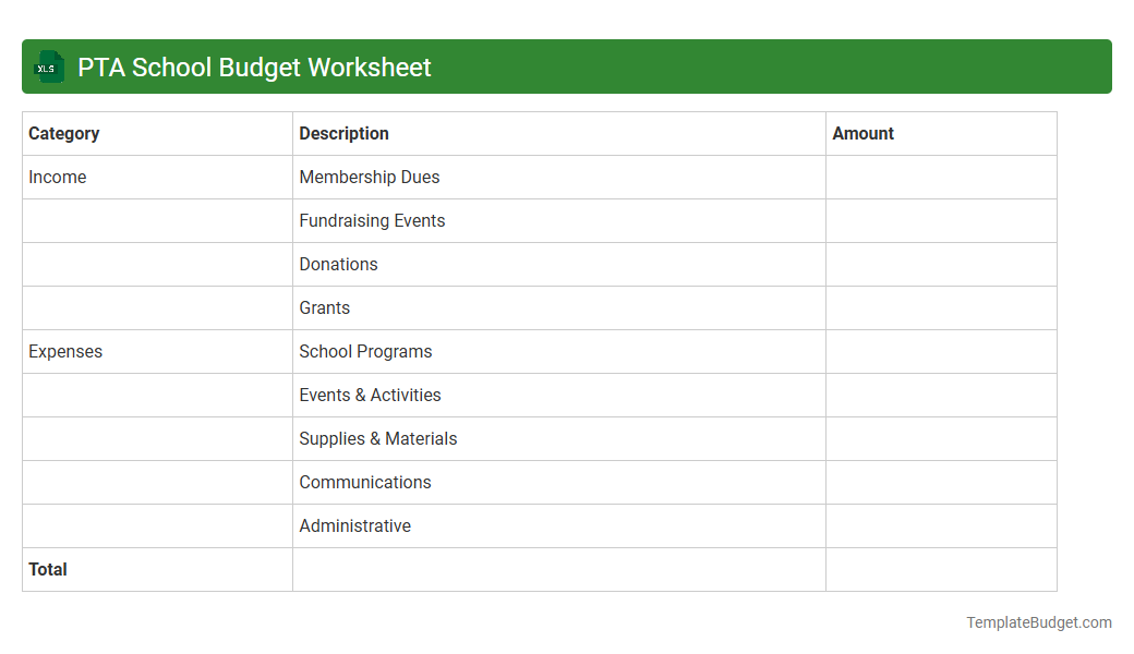 PTA School Budget Worksheet