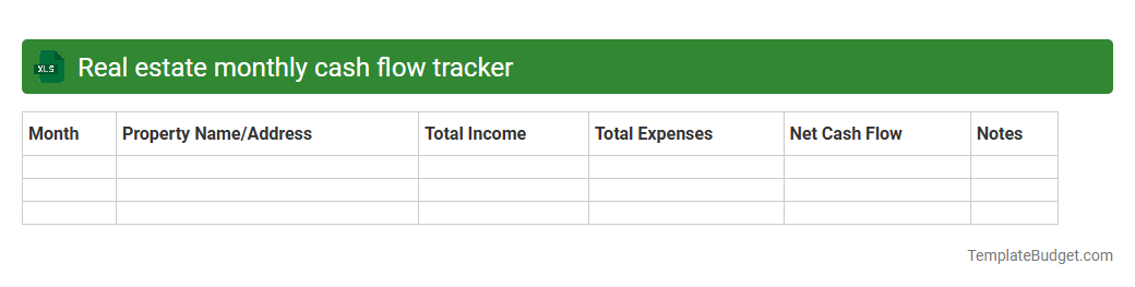 Real estate monthly cash flow tracker