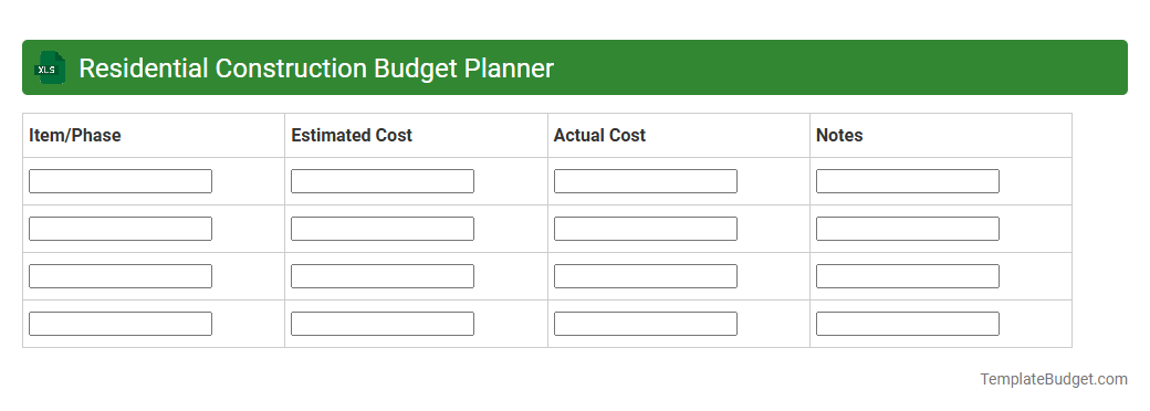 Residential Construction Budget Planner