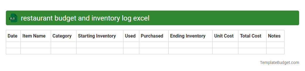 restaurant budget and inventory log excel