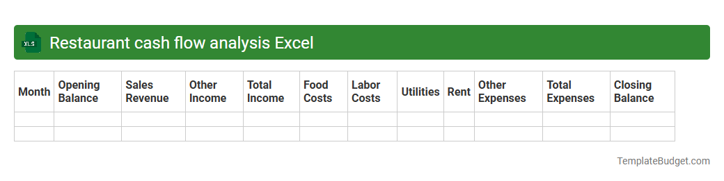 Restaurant cash flow analysis Excel