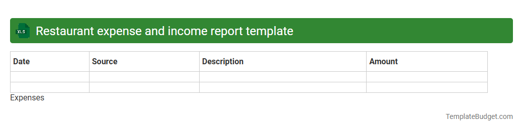 Restaurant expense and income report template