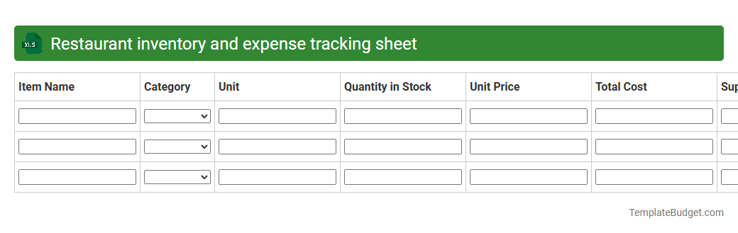 Restaurant inventory and expense tracking sheet