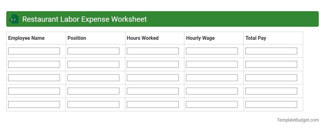 Restaurant Labor Expense Worksheet