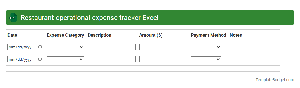 Restaurant operational expense tracker Excel