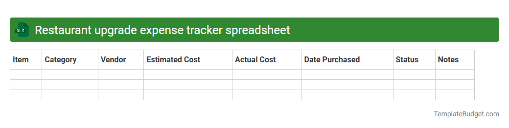 Restaurant upgrade expense tracker spreadsheet
