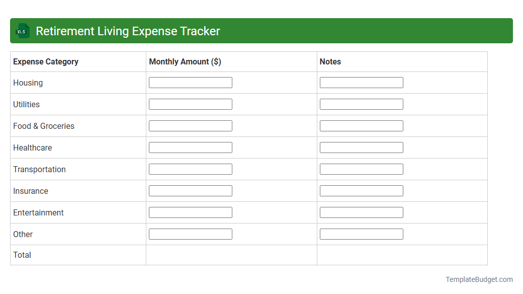 Retirement Living Expense Tracker