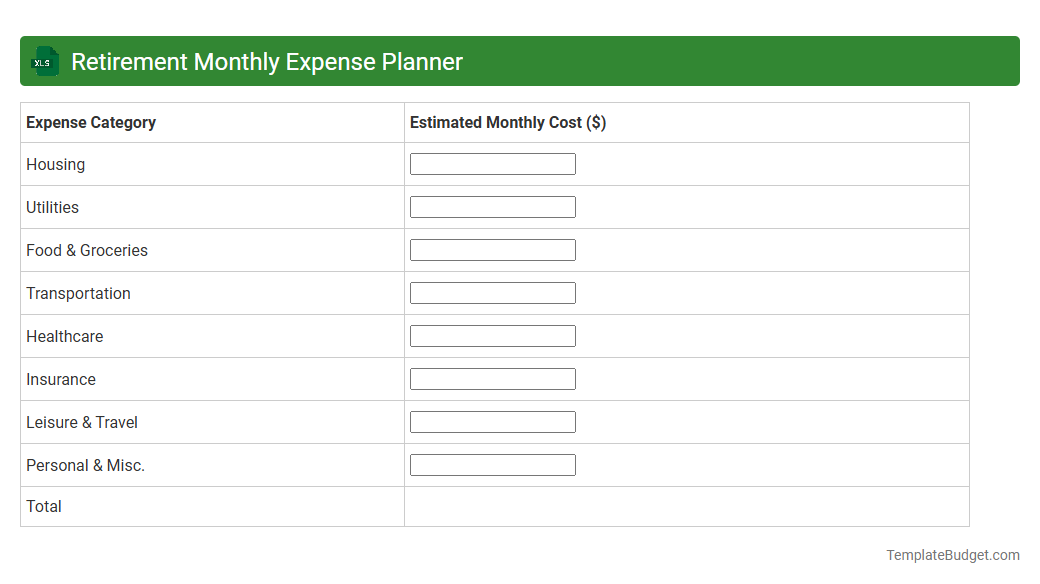 Retirement Monthly Expense Planner