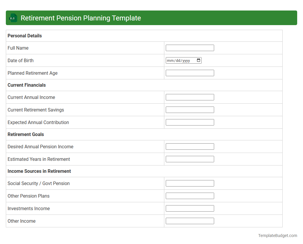 Retirement Pension Planning Template