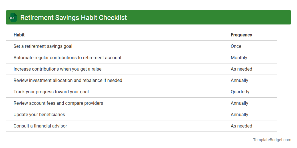 Retirement Savings Habit Checklist
