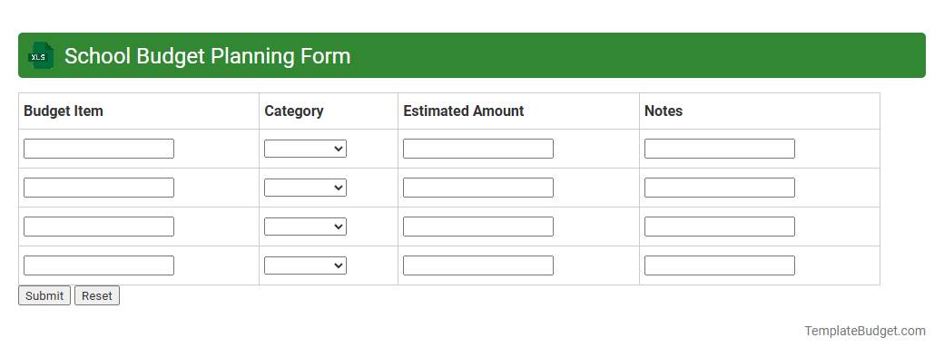 School Budget Planning Form