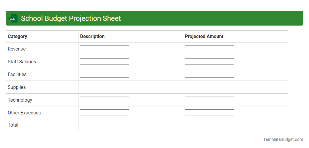 School Budget Projection Sheet