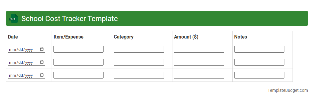 School Cost Tracker Template