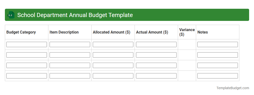 School Department Annual Budget Template