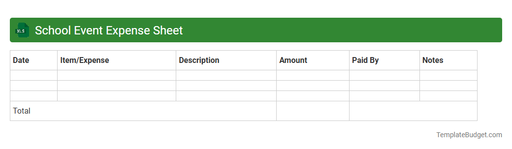 School Event Expense Sheet