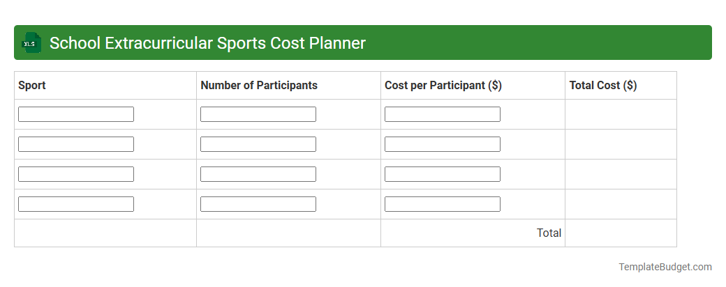 School Extracurricular Sports Cost Planner