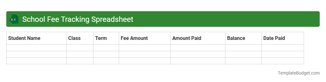 School Fee Tracking Spreadsheet