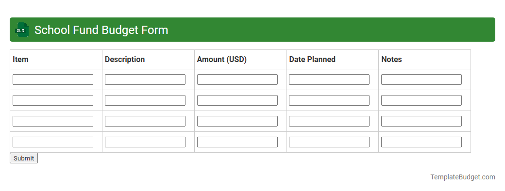 School Fund Budget Form