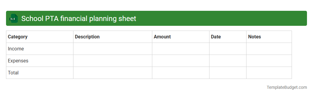 School PTA financial planning sheet