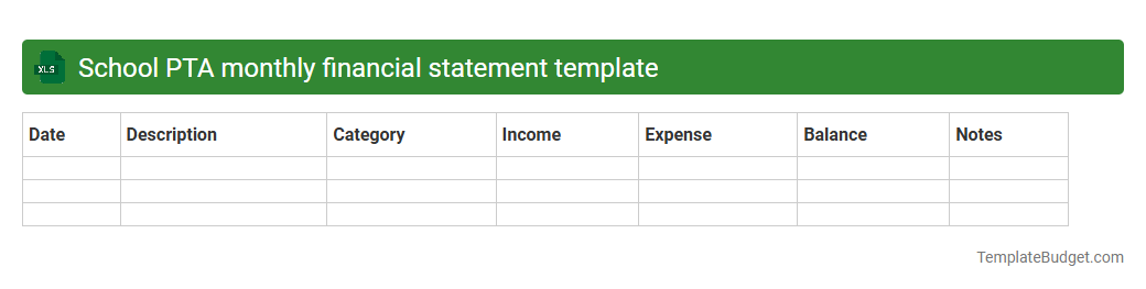 School PTA monthly financial statement template