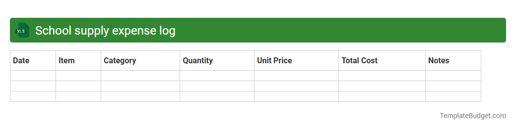 School supply expense log