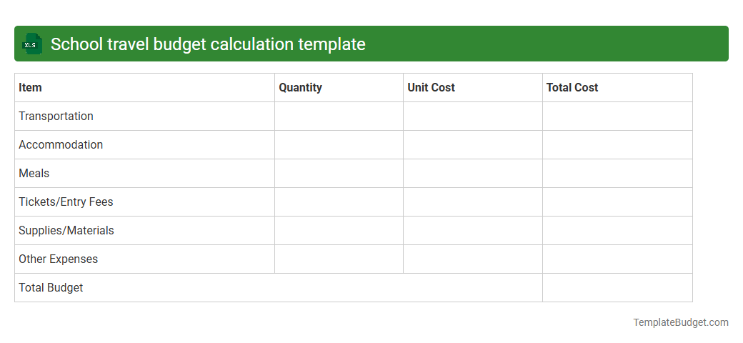 School travel budget calculation template