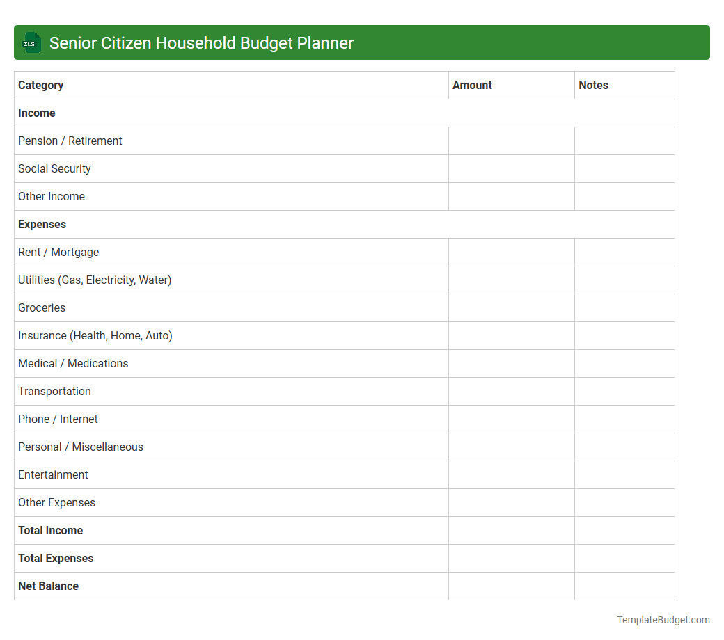 Senior Citizen Household Budget Planner