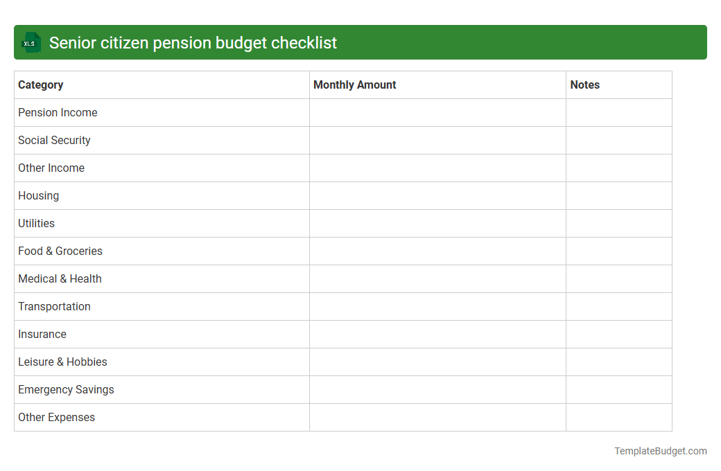Senior citizen pension budget checklist