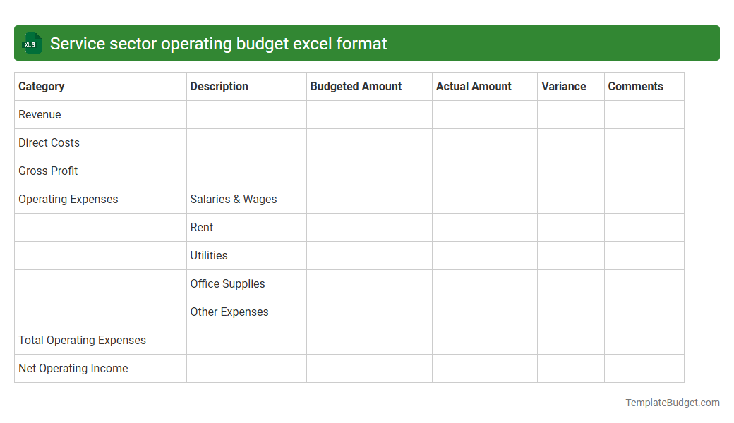 Service sector operating budget excel format
