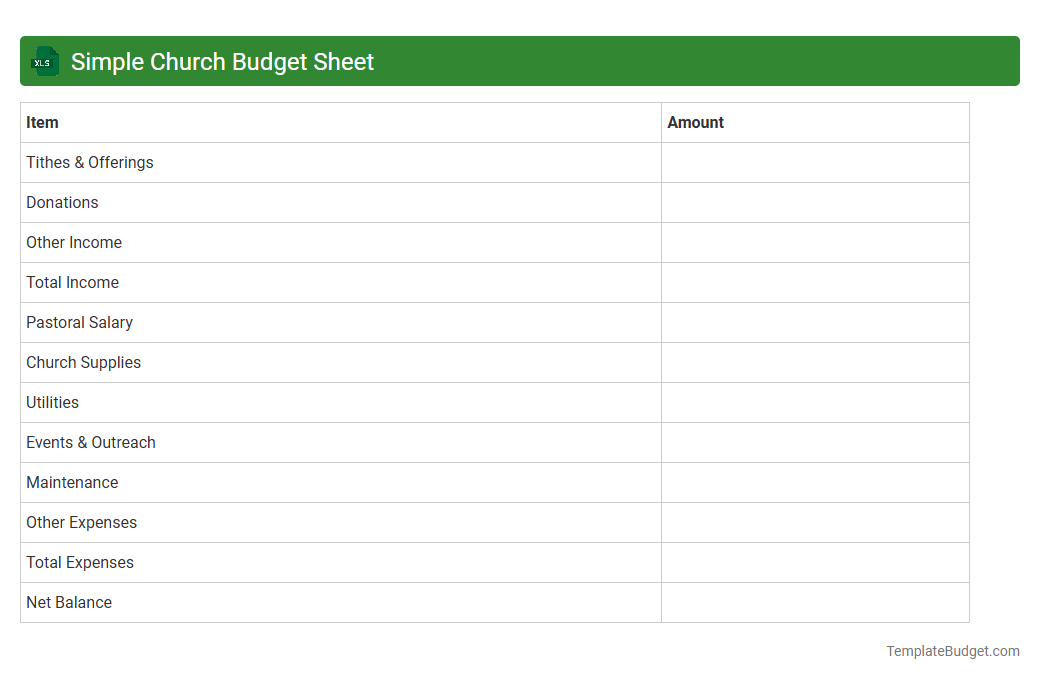 Simple Church Budget Sheet