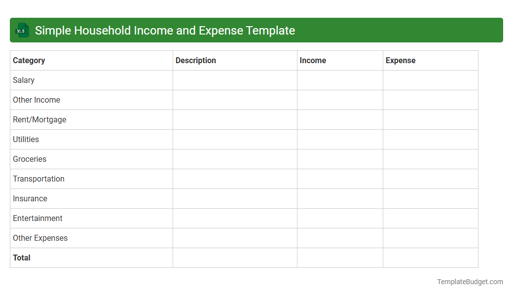 Simple Household Income and Expense Template