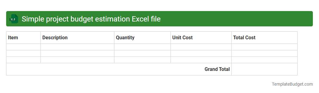 Simple project budget estimation Excel file